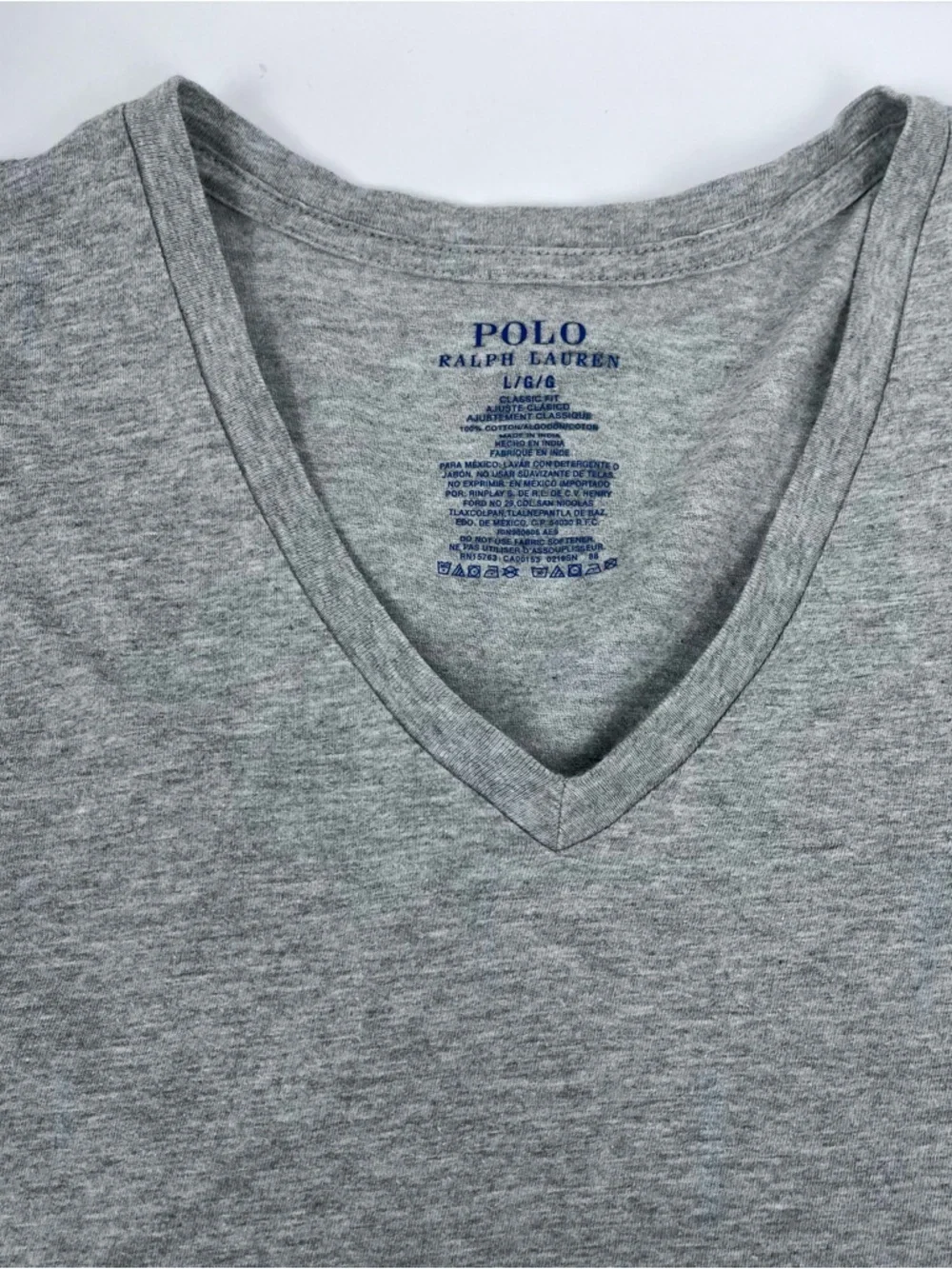Polo Ralph Lauren Men's 100% Cotton Classic FIt V-Neck Tee Shirt Size L; Preppy